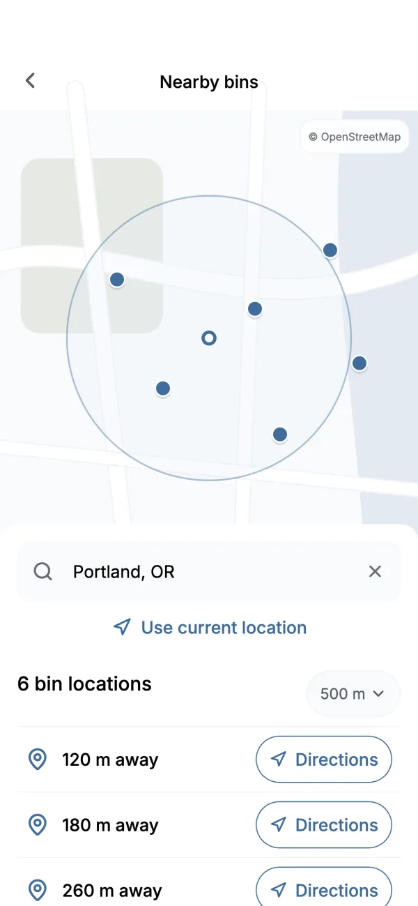 Scoopo nearby public bins preview for Portland, Oregon